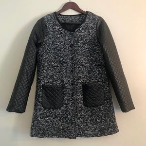 Tweed Pleather Coat